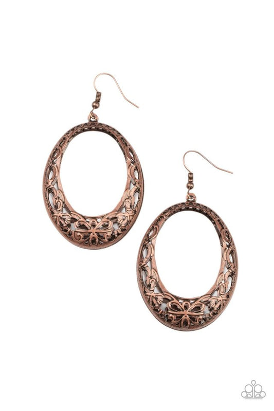 Gardenista Grandeur - Copper - Paparazzi Earring Image