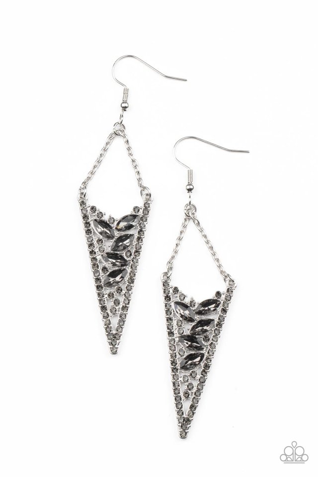​Sharp-Dressed Drama - Silver - Paparazzi Earring Image
