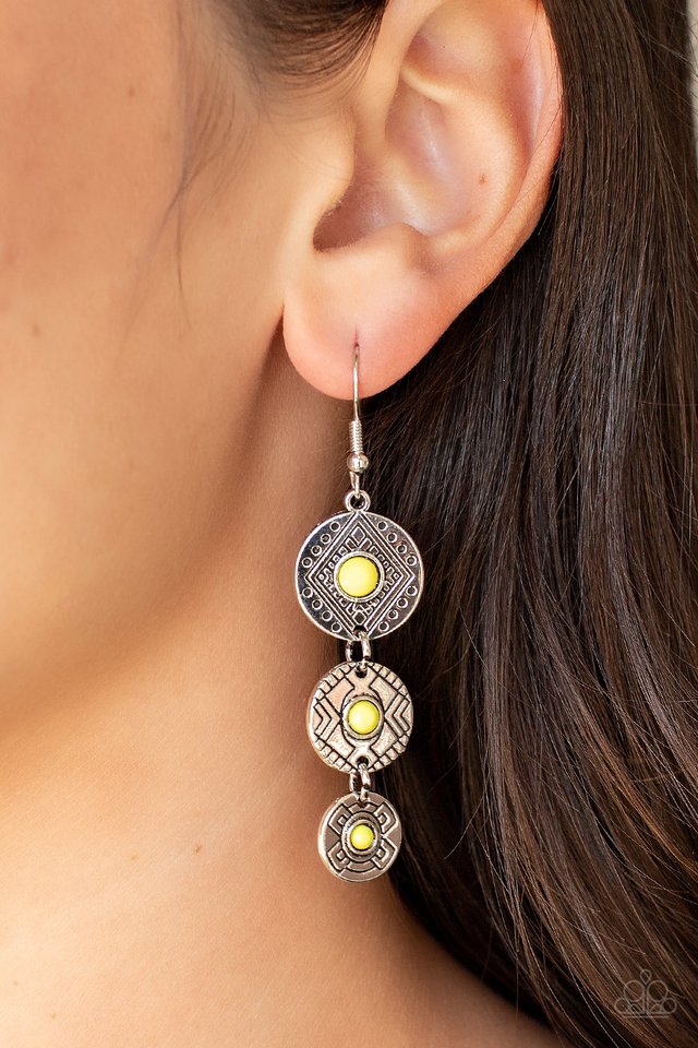 Totem Temptress - Yellow - Paparazzi Earring Image
