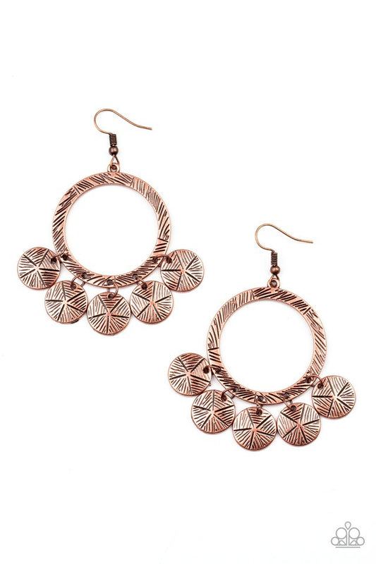 ​Trinket Tease - Copper - Paparazzi Earring Image