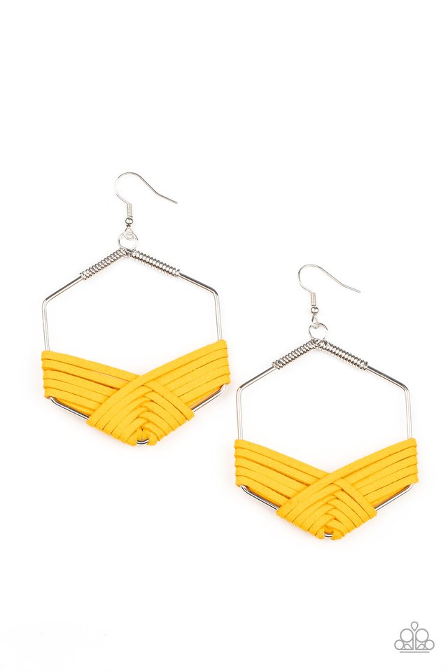 Suede Solstice - Yellow - Paparazzi Earring Image
