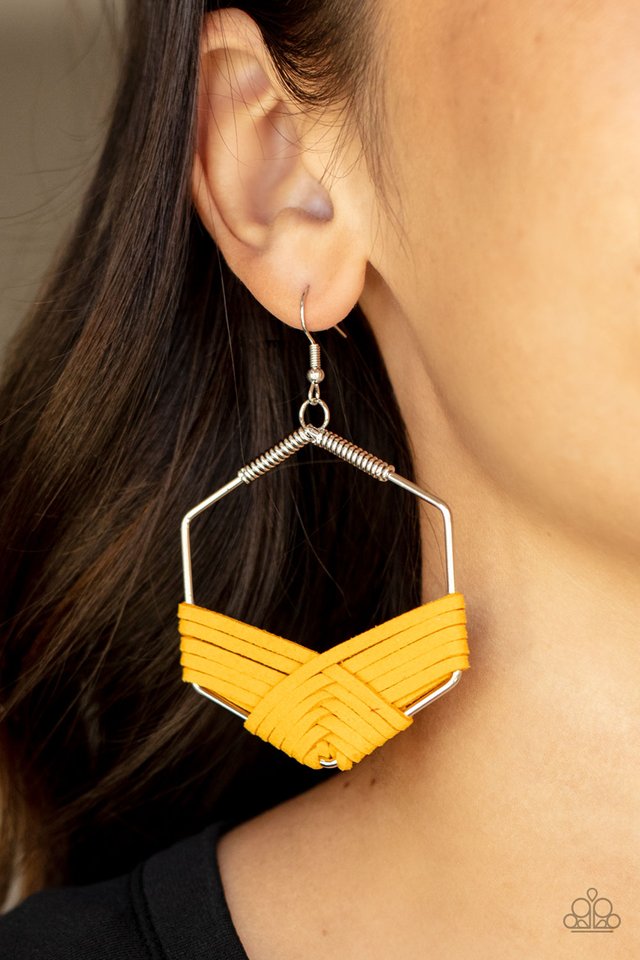 Suede Solstice - Yellow - Paparazzi Earring Image