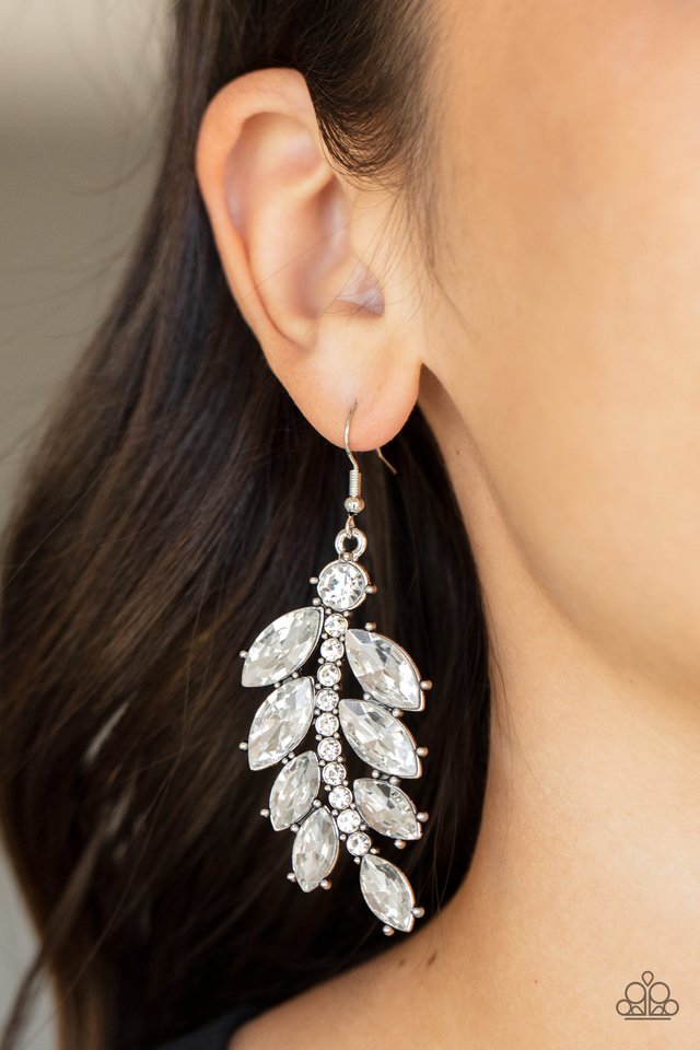 ​Ice Garden Gala - White - Paparazzi Earring Image