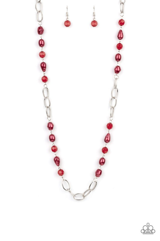 Tea Party Tango - Red - Paparazzi Necklace Image