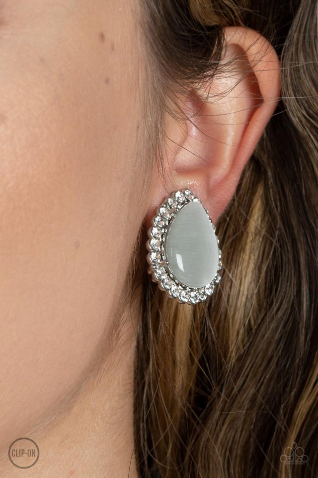 ​Downright Demure - White - Paparazzi Earring Image