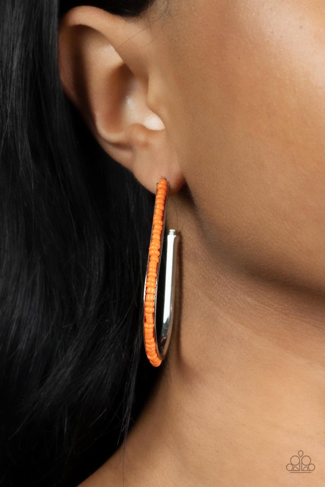​Beaded Bauble - Orange - Paparazzi Earring Image