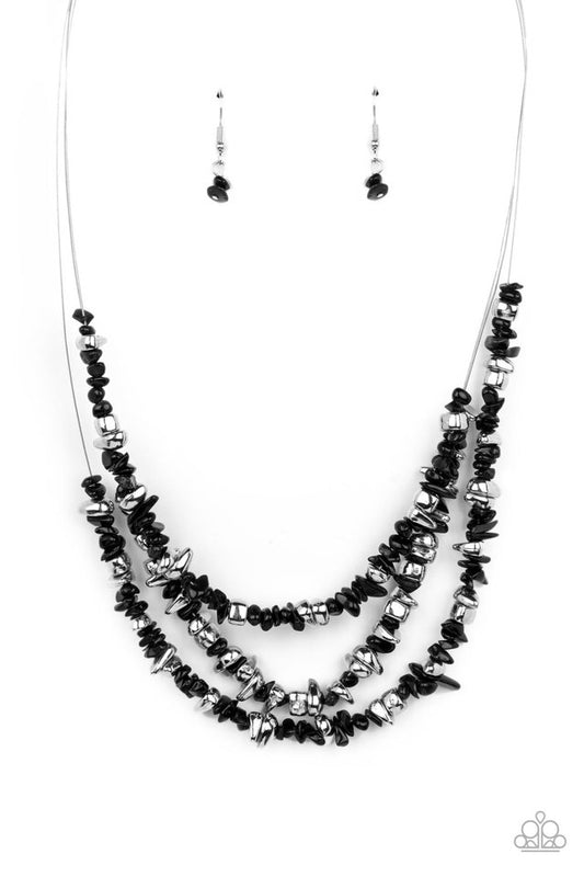 Placid Pebbles - Black - Paparazzi Necklace Image