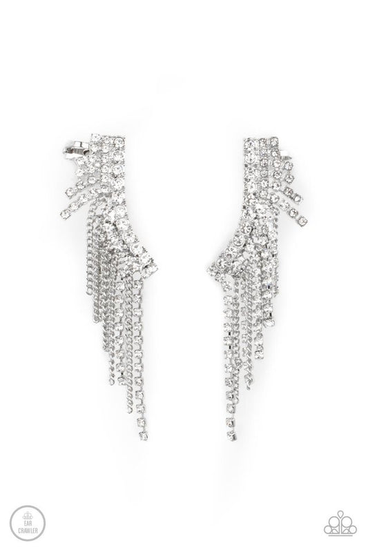 ​Thunderstruck Sparkle - White - Paparazzi Earring Image