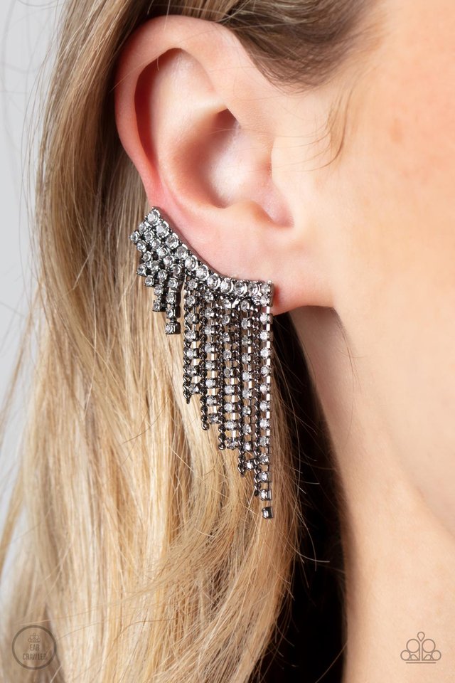 ​Thunderstruck Sparkle - Black - Paparazzi Earring Image