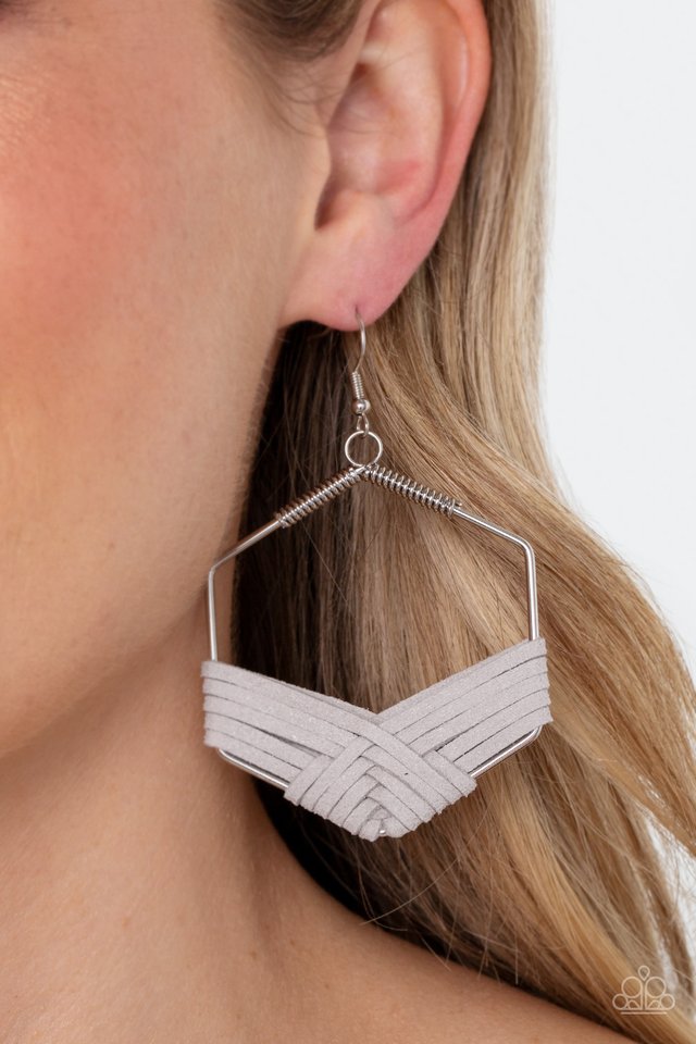 ​Suede Solstice - Silver - Paparazzi Earring Image