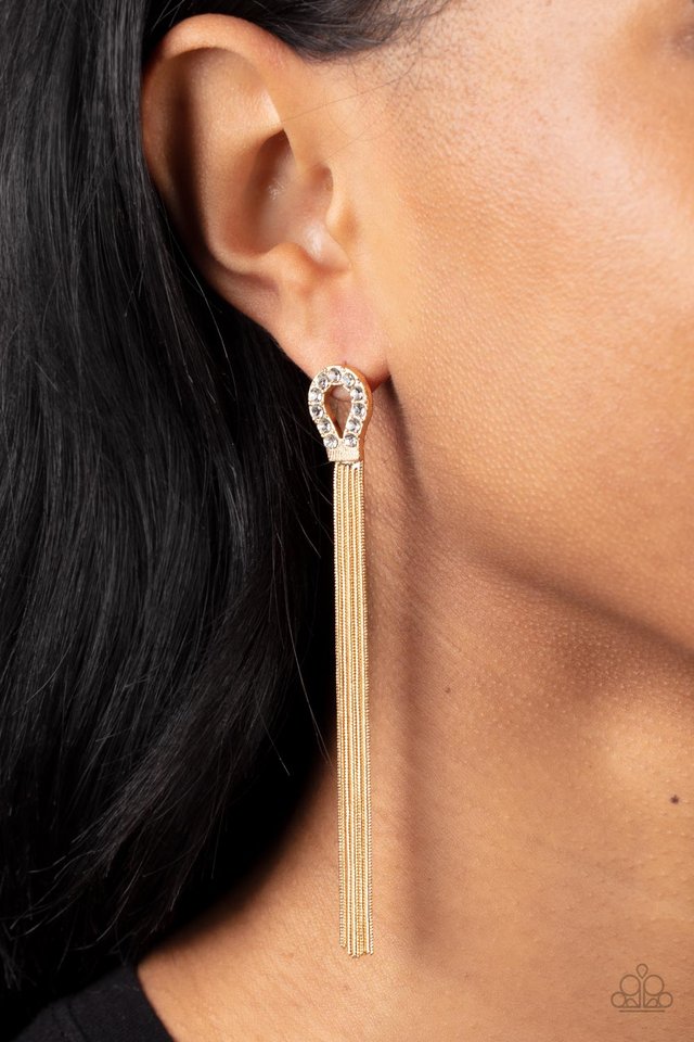 Dallas Debutante - Gold - Paparazzi Earring Image