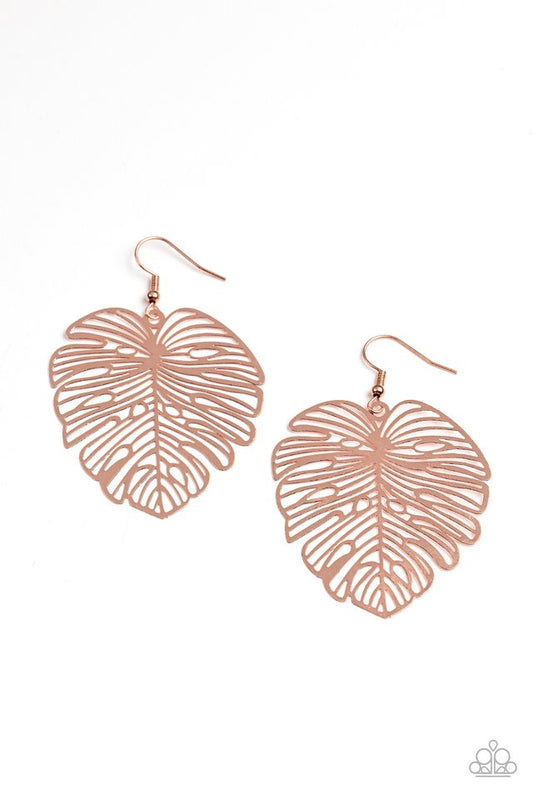 ​Palm Palmistry - Copper - Paparazzi Earring Image