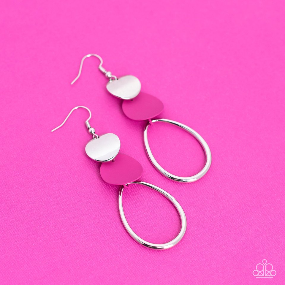 ​Retro Reception - Pink - Paparazzi Earring Image