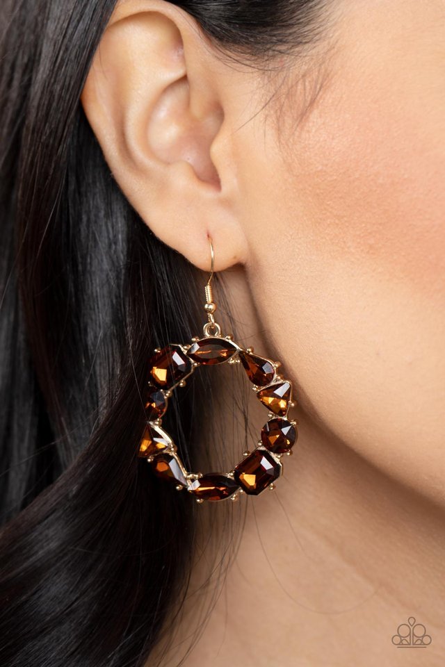 ​GLOWING in Circles - Brown - Paparazzi Earring Image