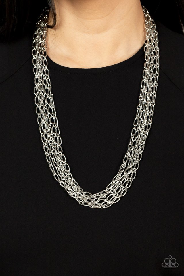 ​Dynamite Dynamo - Silver - Paparazzi Necklace Image