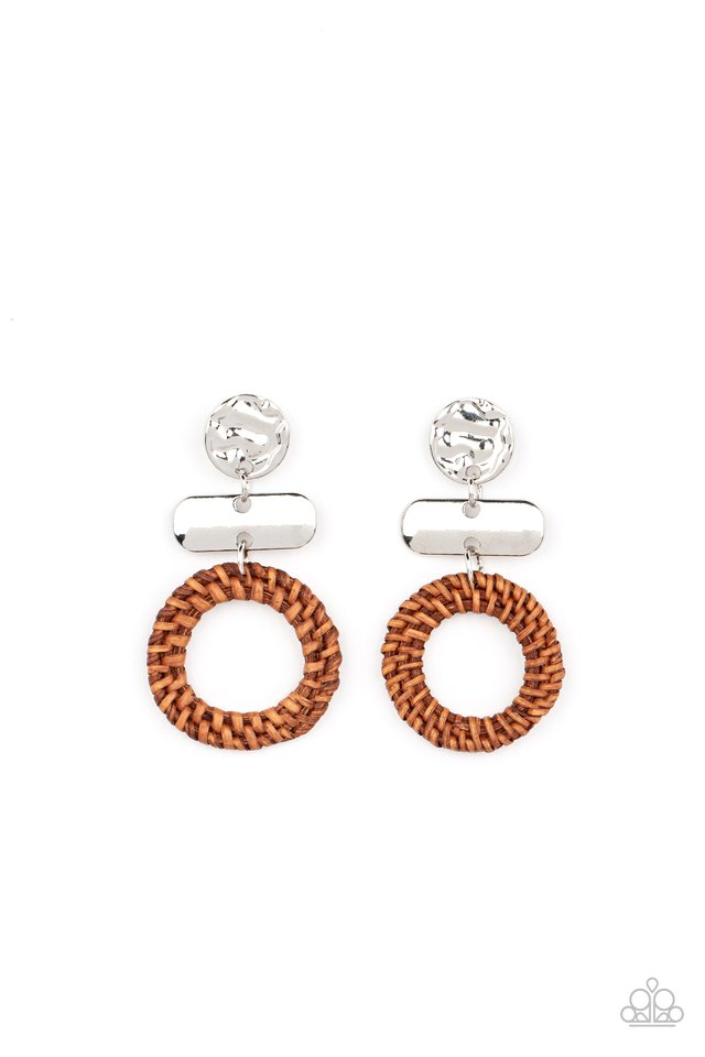 Woven Whimsicality - Brown - Paparazzi Earring Image