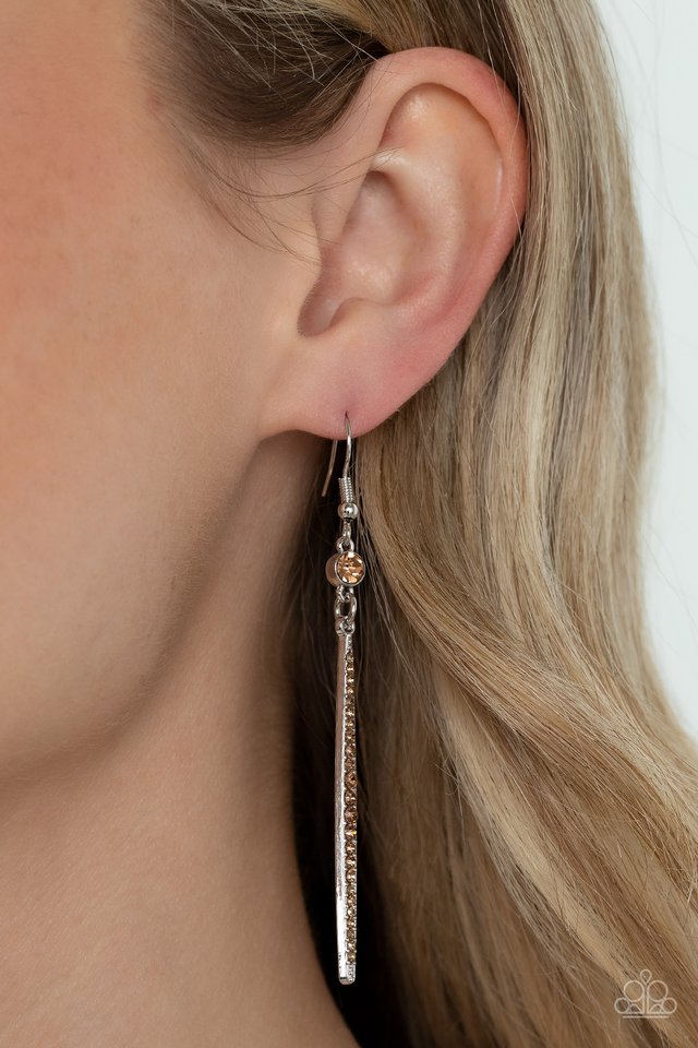 ​Skyscraping Shimmer - Brown - Paparazzi Earring Image