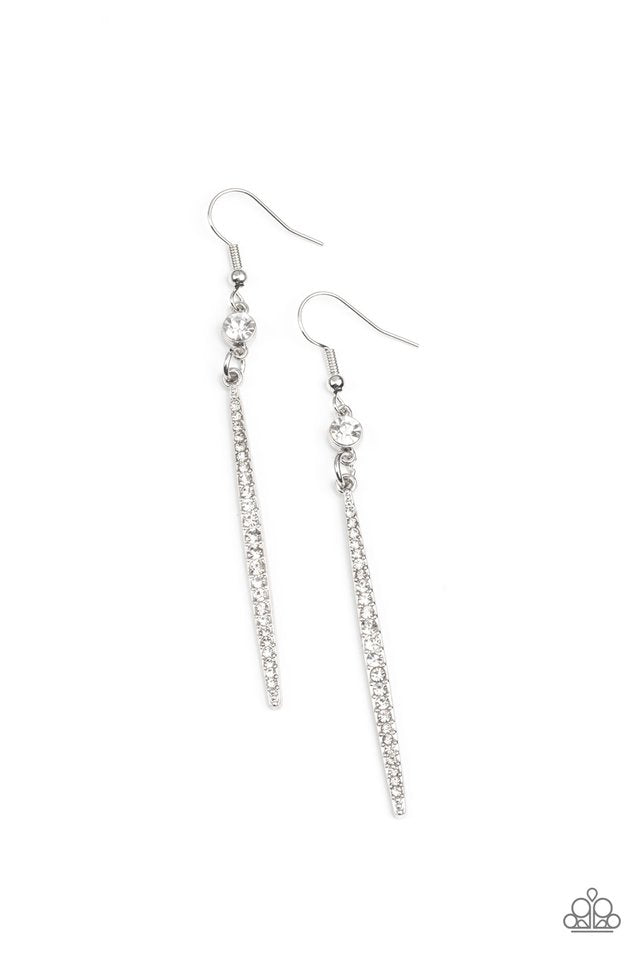 ​Skyscraping Shimmer - White - Paparazzi Earring Image