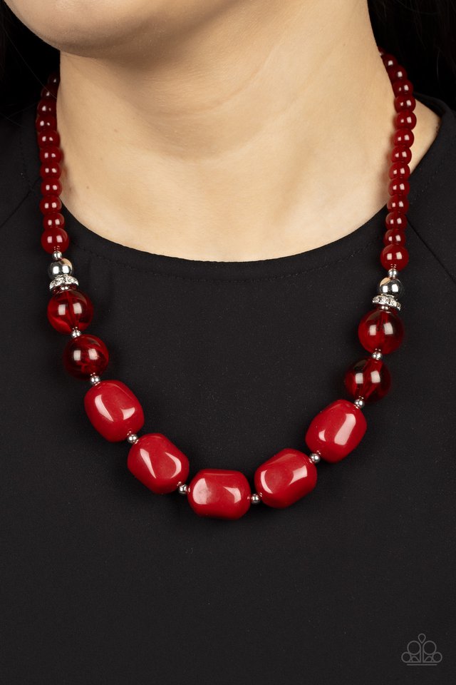Ten Out of TENACIOUS - Red - Paparazzi Necklace Image