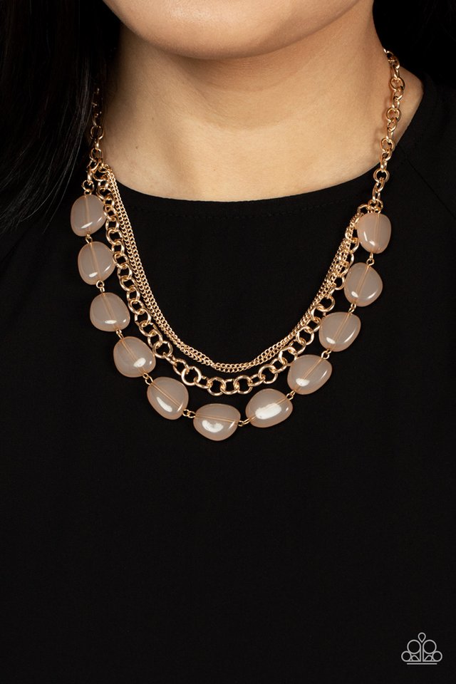 Pumped Up Posh - Gold - Paparazzi Necklace Image