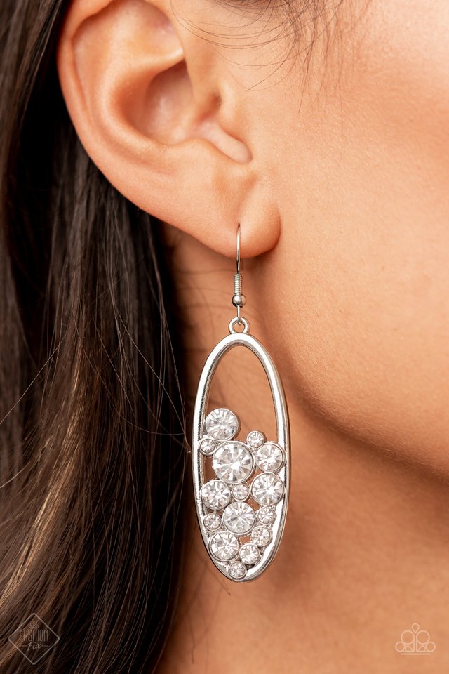 Prismatic Poker Face - White - Paparazzi Earring Image