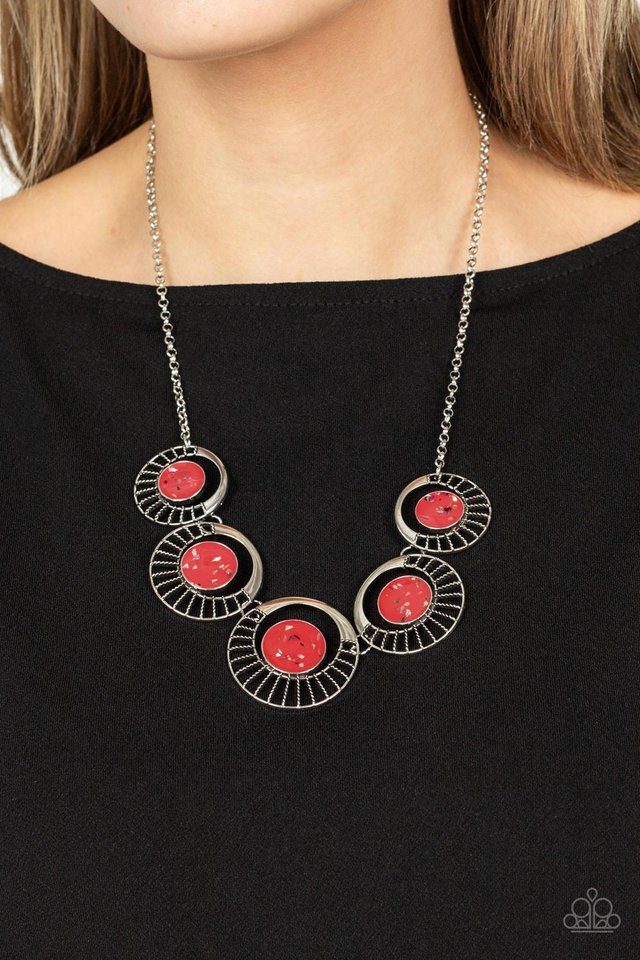 ​Elliptical Effervescence - Red - Paparazzi Necklace Image