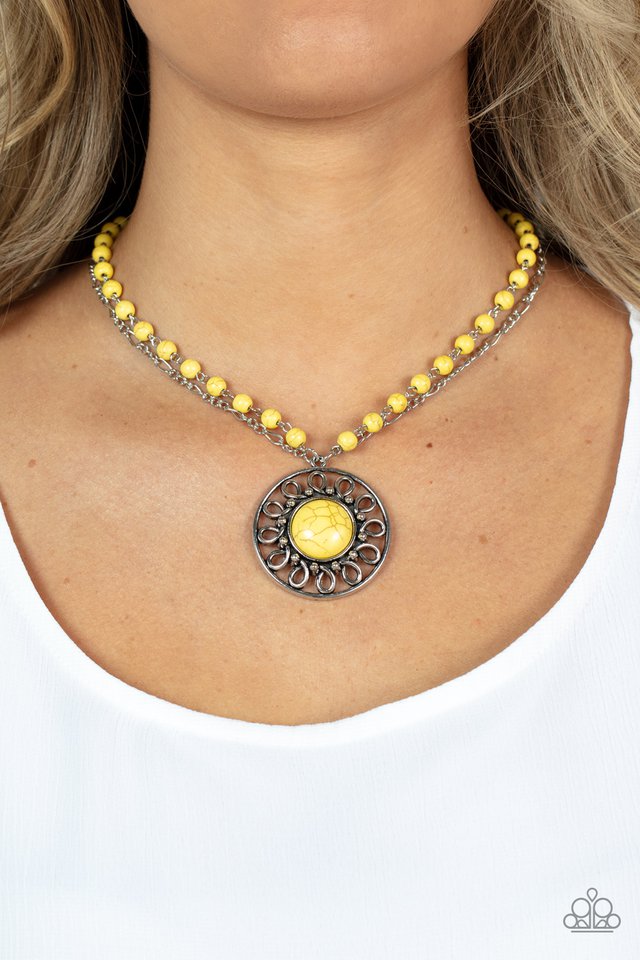 Sahara Suburb - Yellow - Paparazzi Necklace Image