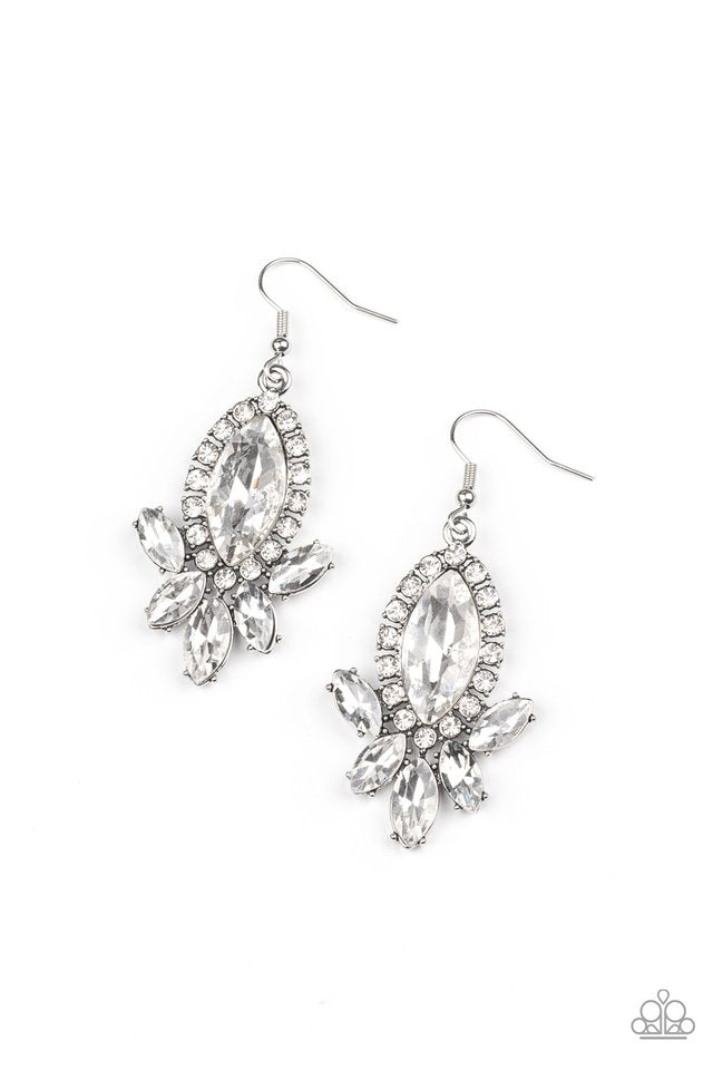 ​Serving Up Sparkle - White - Paparazzi Earring Image