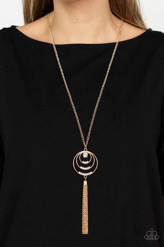 ​Spiraling Sparkle - Gold - Paparazzi Necklace Image