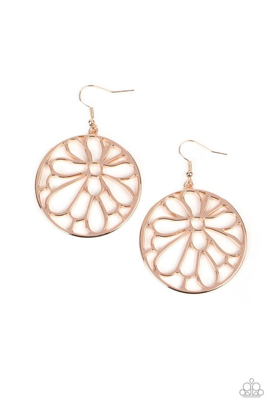 Glowing Glades - Rose Gold - Paparazzi Earring Image