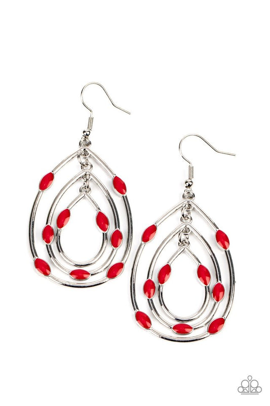 Rippling Rapport - Red - Paparazzi Earring Image