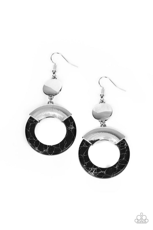 ​ENTRADA at Your Own Risk - Black - Paparazzi Earring Image