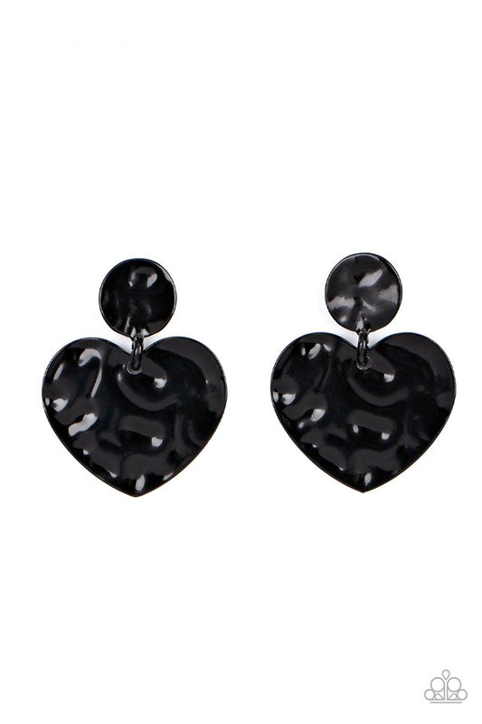 Just a Little Crush - Black - Paparazzi Earring Image