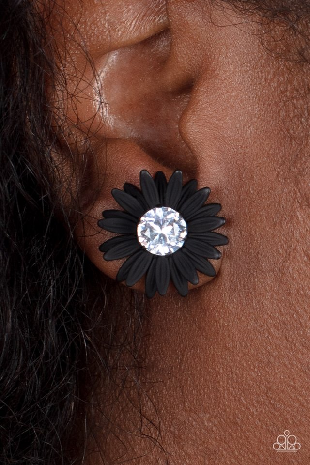 Sunshiny DAIS-y - Black - Paparazzi Earring Image