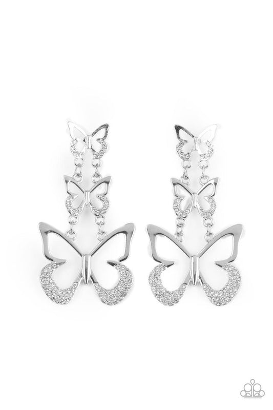​Flamboyant Flutter - White - Paparazzi Earring Image
