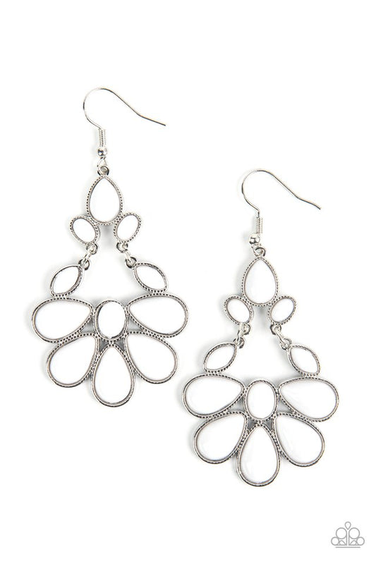 Colorfully Canopy - White - Paparazzi Earring Image
