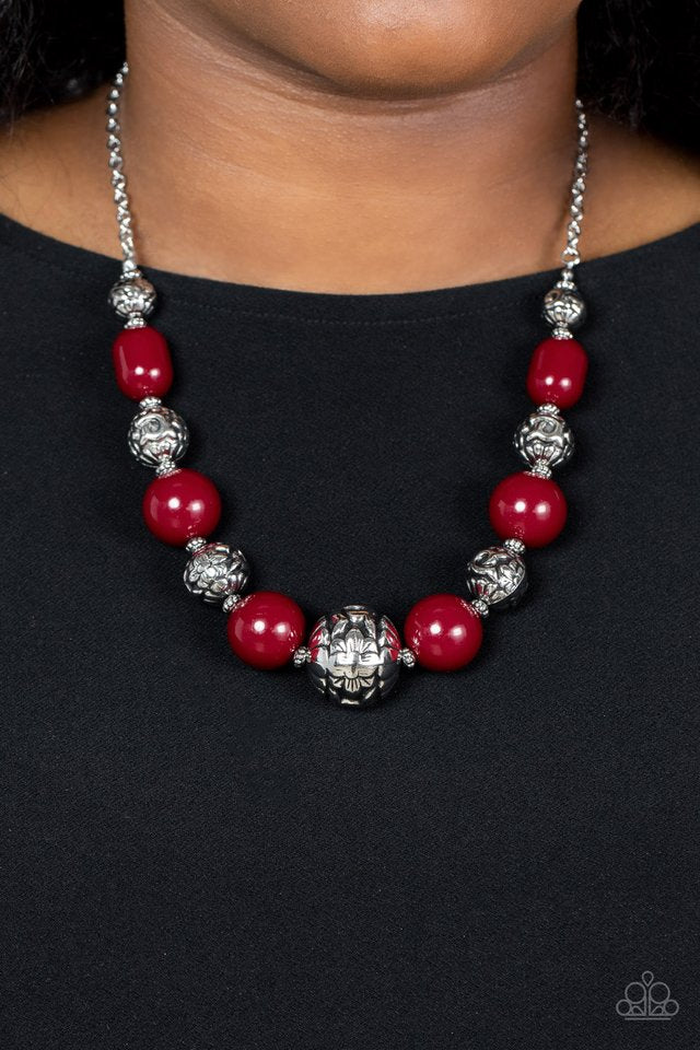 Girl Meets Garden - Red - Paparazzi Necklace Image