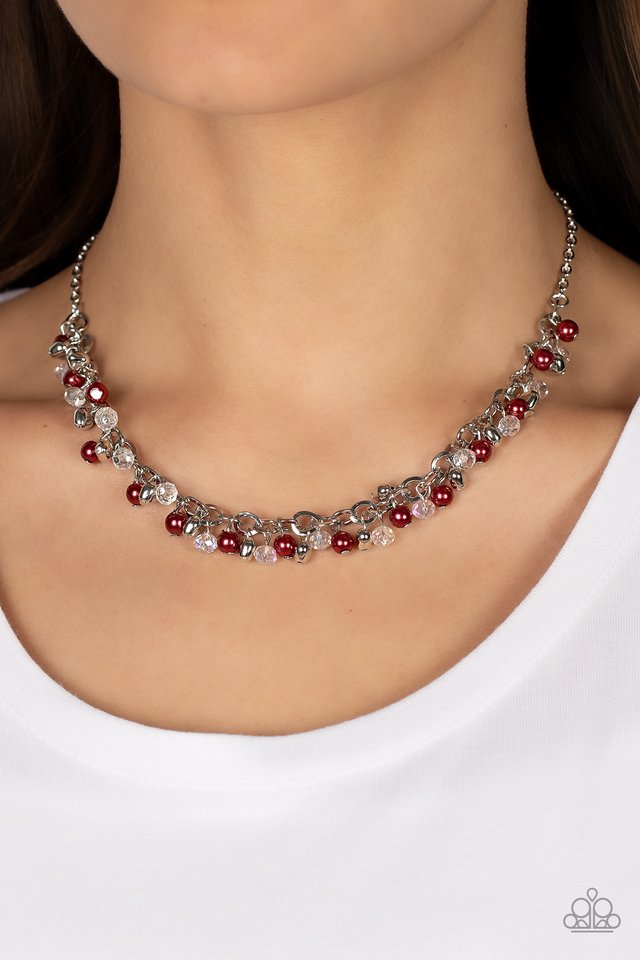 Soft-Hearted Shimmer - Red - Paparazzi Necklace Image