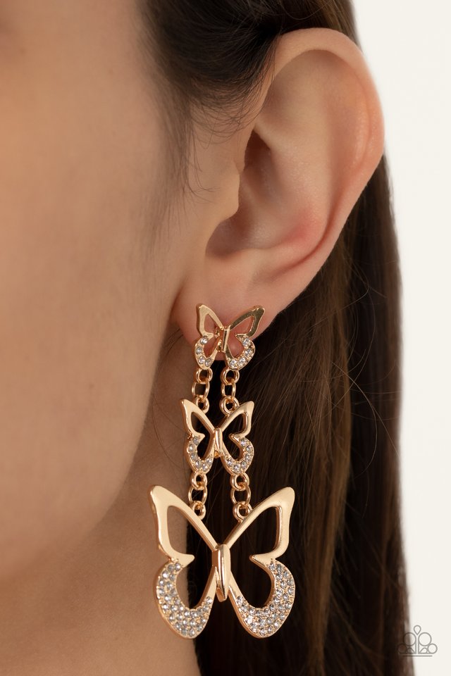 Flamboyant Flutter - Gold - Paparazzi Earring Image