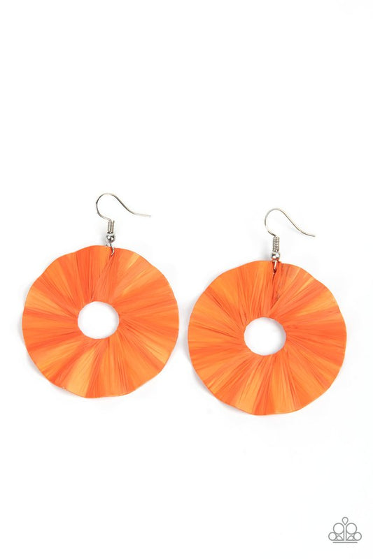 Fan the Breeze - Orange - Paparazzi Earring Image