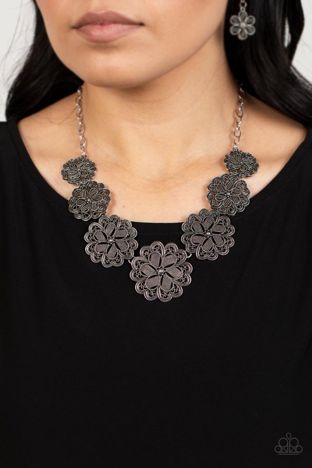 ​Basketful of Blossoms - Silver - Paparazzi Necklace Image