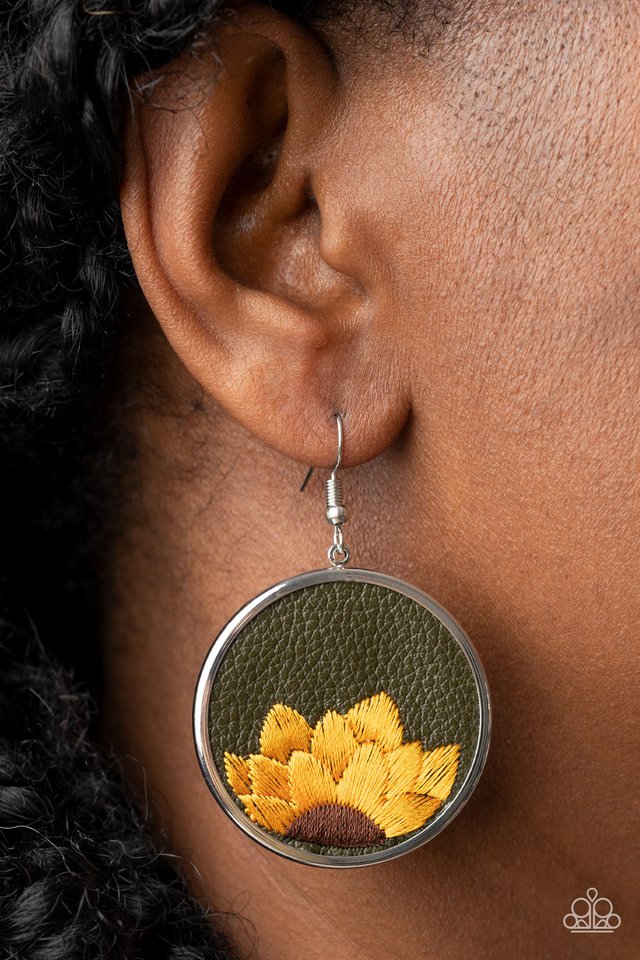 Sun-Kissed Sunflowers - Green - Paparazzi Earring Image