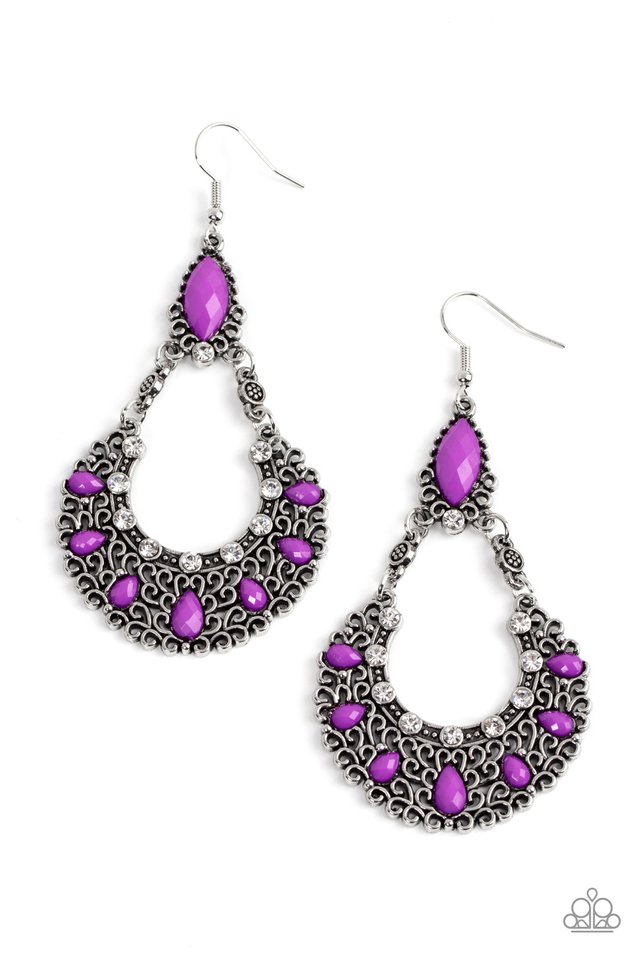 Fluent in Florals - Purple - Paparazzi Earring Image