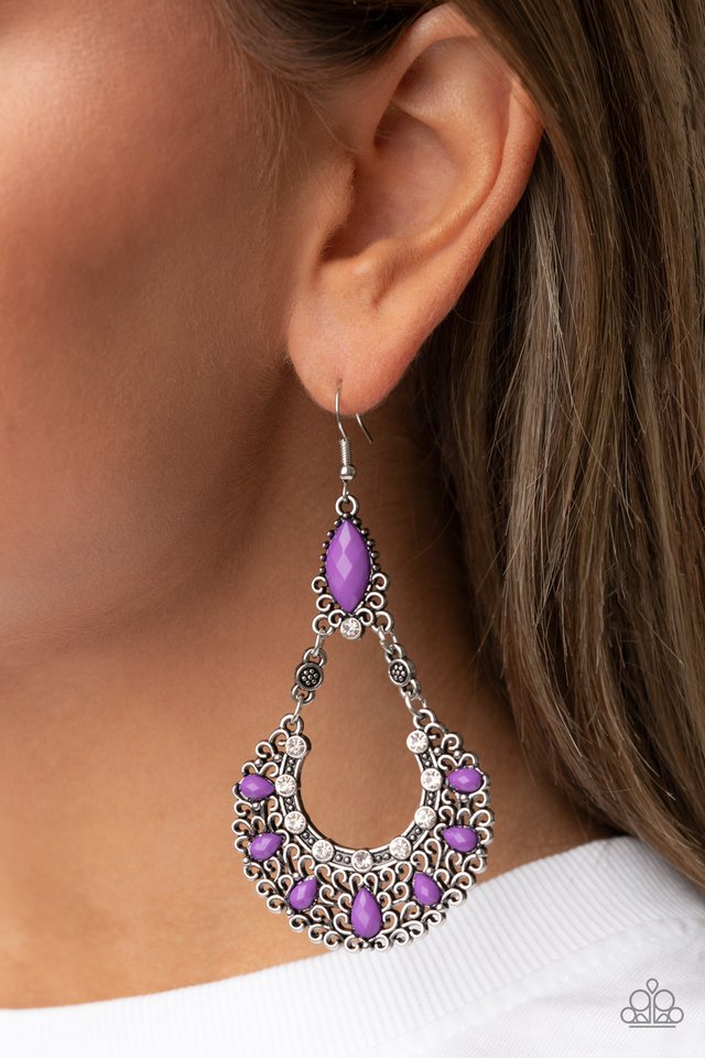 Fluent in Florals - Purple - Paparazzi Earring Image