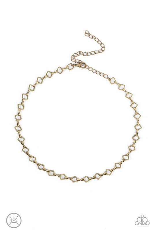 A-Frame A-Game - Brass - Paparazzi Necklace Image