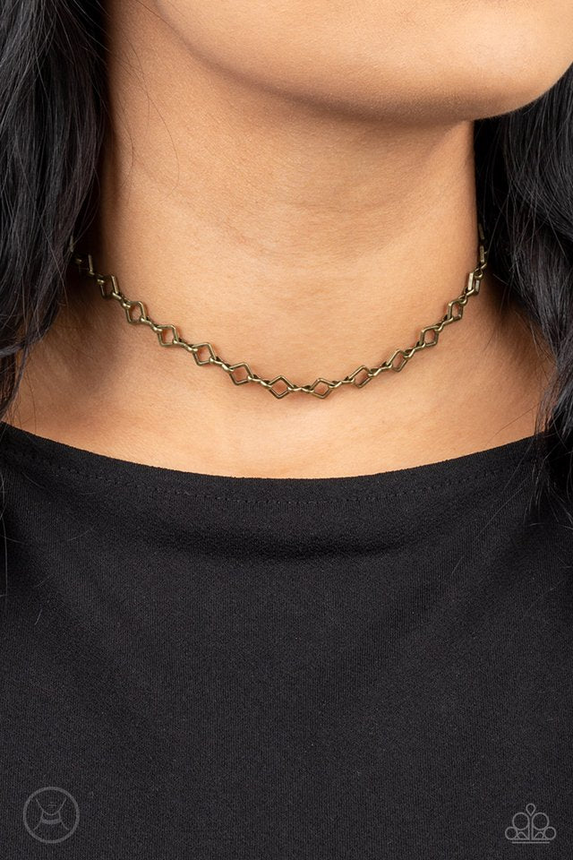A-Frame A-Game - Brass - Paparazzi Necklace Image