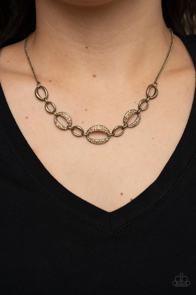 The Only Game in Town - Brass - Paparazzi Necklace Image