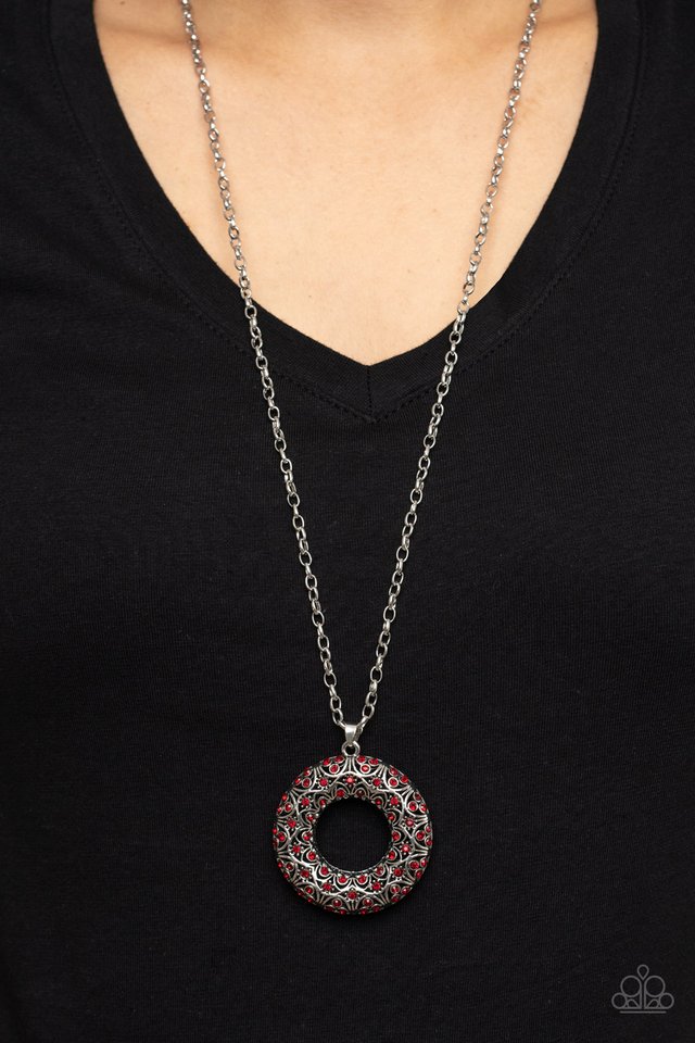 Wintry Wreath - Red - Paparazzi Necklace Image