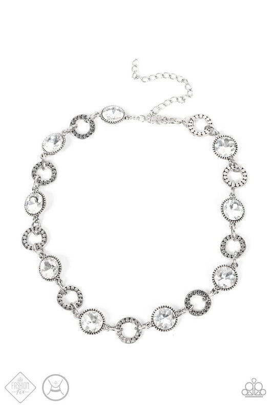 Rhinestone Rollout - White - Paparazzi Necklace Image