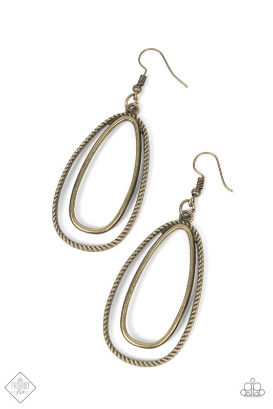 Lend Me Your Lasso - Brass - Paparazzi Earring Image